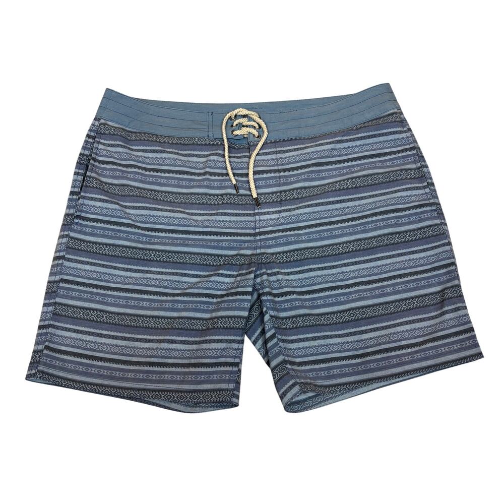 Faherty Classic 7" Board Short Blue Falls Ikat Men's 35 Surf Swim Beach